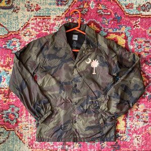 HUF Worldwide Green Camo Pink Print Coach's Windbreaker Jacket Kid's L